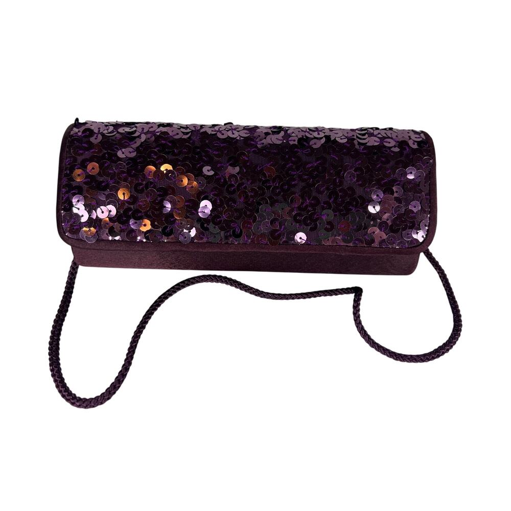 Jessica McClintock Clutch Evening Bag Purple Sequins Party Cocktail